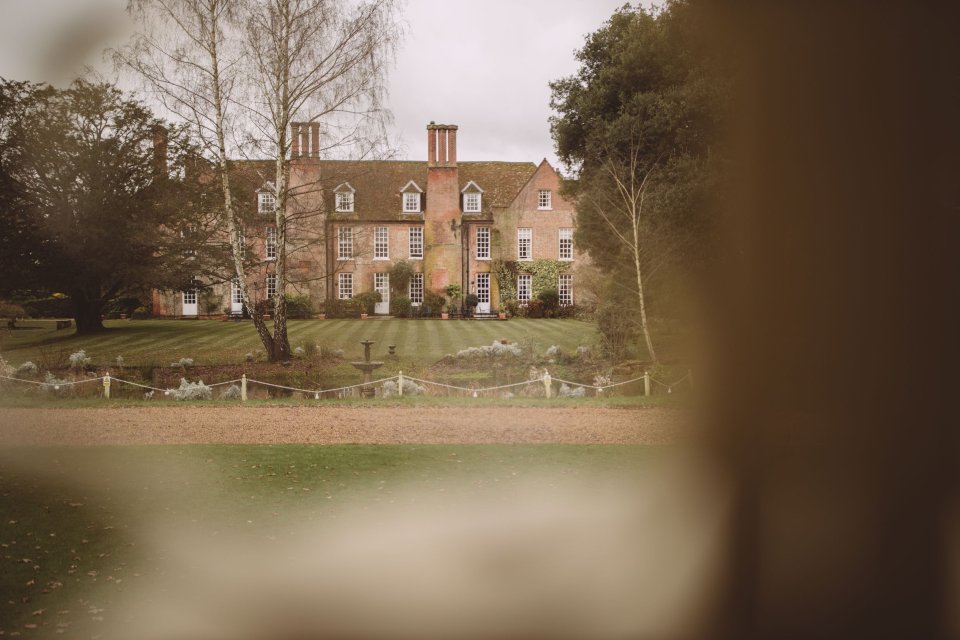 Rear exterior of Suffolk Wedding venue and 16th century Manor House / hotel Hintelsham Hall